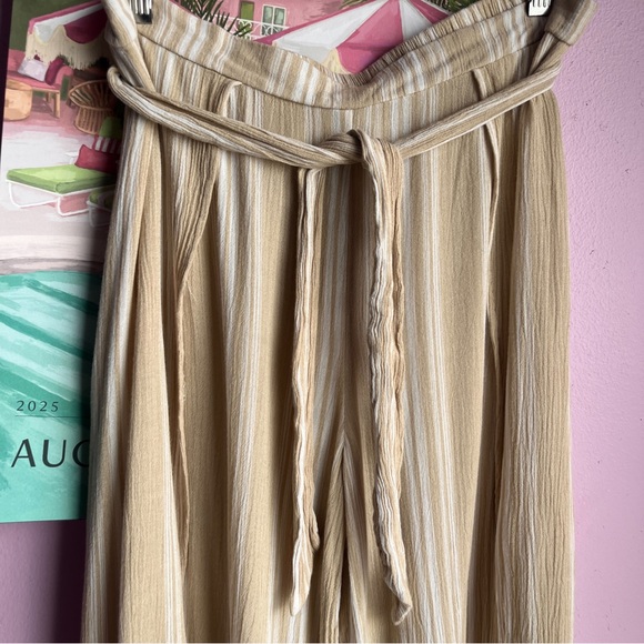 Striped Beige boho Women's Pants - Picture 1 of 3